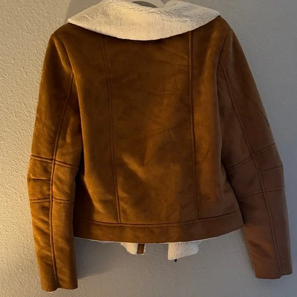 Lucky Brand Women's Brown Jacket with Cream Lining Faux Suede L - Picture 5 of 5